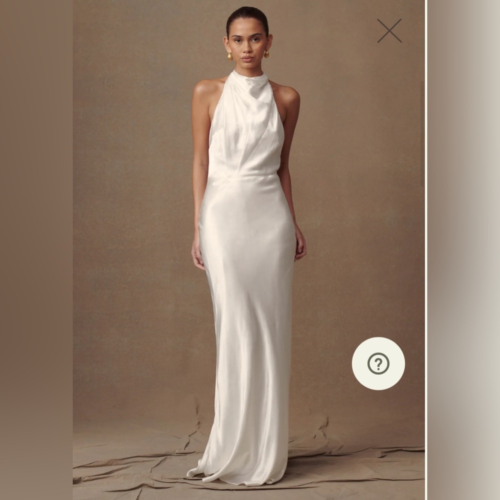 Esther Iridescent Satin Cowl Maxi Dress - Ivory